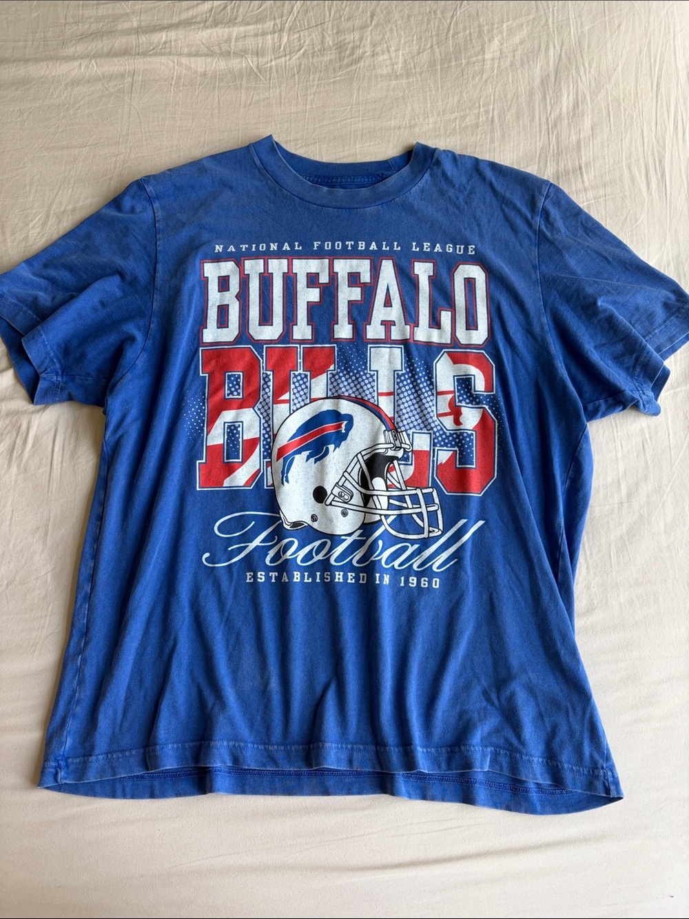 Abercrombie & Fitch Royal Blue Buffalo Graphic Tee with Red and White Accents